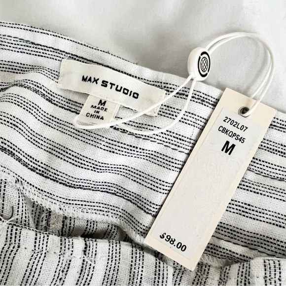 NWT Max Studio Striped Linen Wide Leg Pants White Black - Picture 5 of 8